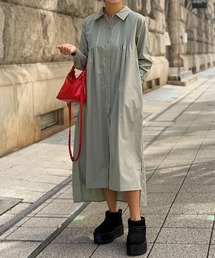 ピンタックティアードシャツワンピース【低身長・小柄女性向け】