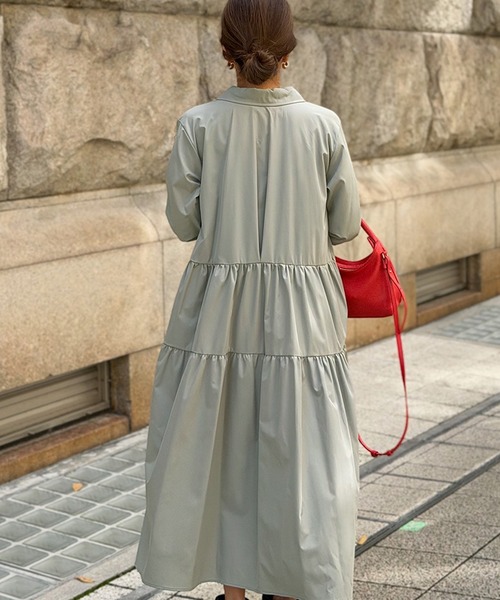 ST.ROONEY(セントルーニー)の「ピンタックティアードシャツワンピース【低身長・小柄女性向け】(ワンピース・レディース・ネイビー/ホワイト/カーキ・XS)」の6枚目の写真