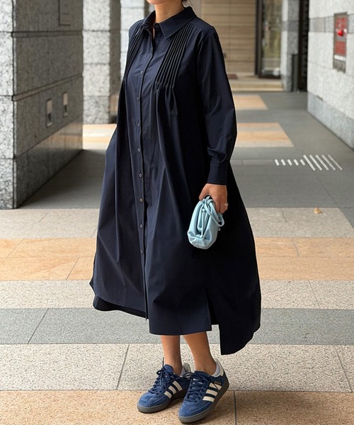 ST.ROONEY(セントルーニー)の「ピンタックティアードシャツワンピース【低身長・小柄女性向け】(ワンピース・レディース・ネイビー/ホワイト/カーキ・XS)」の12枚目の写真