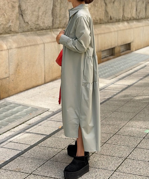 ST.ROONEY(セントルーニー)の「ピンタックティアードシャツワンピース【低身長・小柄女性向け】(ワンピース・レディース・ネイビー/ホワイト/カーキ・XS)」の13枚目の写真