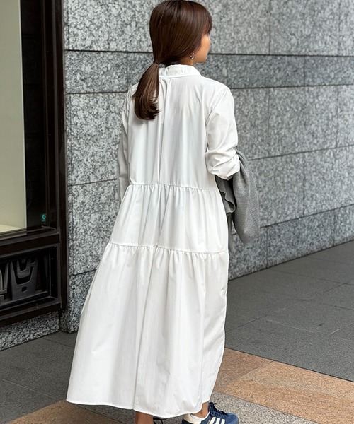 ST.ROONEY(セントルーニー)の「ピンタックティアードシャツワンピース【低身長・小柄女性向け】(ワンピース・レディース・ネイビー/ホワイト/カーキ・XS)」の15枚目の写真