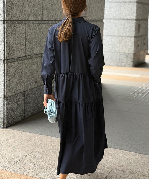 ST.ROONEY(セントルーニー)の「ピンタックティアードシャツワンピース【低身長・小柄女性向け】(ワンピース・レディース・ネイビー/ホワイト/カーキ・XS)」の18枚目の写真