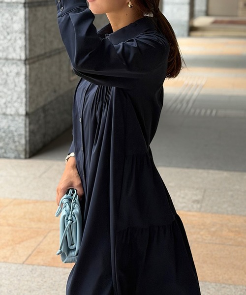 ST.ROONEY(セントルーニー)の「ピンタックティアードシャツワンピース【低身長・小柄女性向け】(ワンピース・レディース・ネイビー/ホワイト/カーキ・XS)」の19枚目の写真