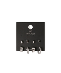 DIEUAMOUR（ディユーアモール）の「[8PACK] Black Cubic Ring Daily Earring Set（ピアス（両耳用））」