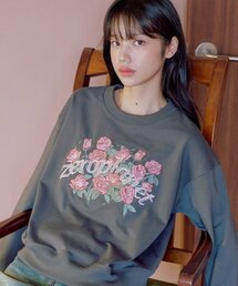 ガーデングラフィック刺繍スウェットシャツ [チャコール]
