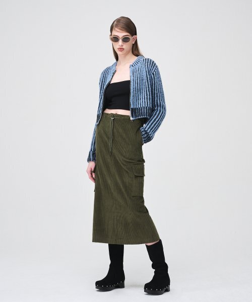 ETMON(エトモン)の「Ribbed Zip-Up Knit Cardigan Sky Blue(カーディガン/ボレロ・レディース・その他・FREE)」の3枚目の写真