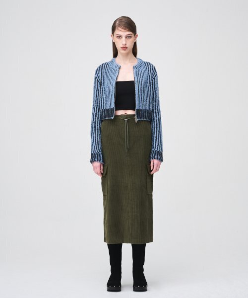 ETMON(エトモン)の「Ribbed Zip-Up Knit Cardigan Sky Blue(カーディガン/ボレロ・レディース・その他・FREE)」の4枚目の写真