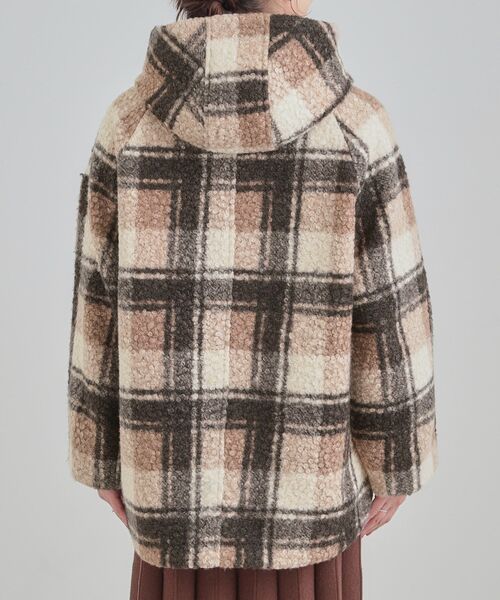 SHOO・LA・RUE（シューラルー）の「ブークレチェックフードコート（その他アウター・レディース・ブラック系1/ダークブラウン系1・01/02/03/04）」の14枚目の写真