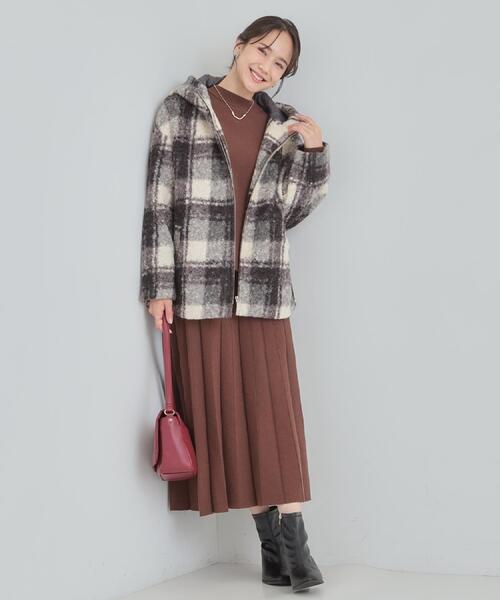 SHOO・LA・RUE（シューラルー）の「ブークレチェックフードコート（その他アウター・レディース・ブラック系1/ダークブラウン系1・01/02/03/04）」の21枚目の写真