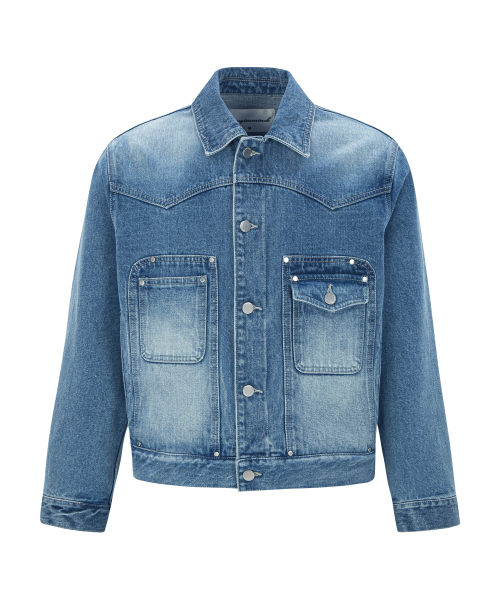 WESTERN DENIM TRUCKER JACKET (BLUE)