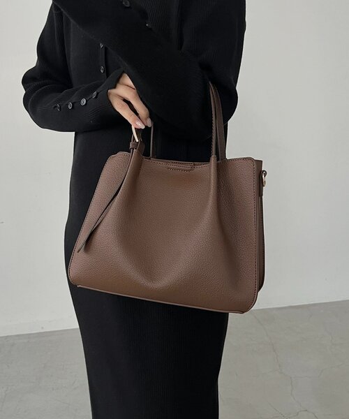 CAPRICIEUX LE'MAGE（カプリシューレマージュ）の「【ミニバッグSET】2SETタックハンドルバッグ（トートバッグ・レディース・ライトベージュ/ブラック/ブラウン・FREE）」の2枚目の写真