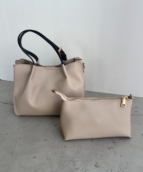 CAPRICIEUX LE'MAGE（カプリシューレマージュ）の「【ミニバッグSET】2SETタックハンドルバッグ（トートバッグ・レディース・ライトベージュ/ブラック/ブラウン・FREE）」の12枚目の写真