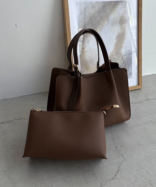 CAPRICIEUX LE'MAGE（カプリシューレマージュ）の「【ミニバッグSET】2SETタックハンドルバッグ（トートバッグ・レディース・ライトベージュ/ブラック/ブラウン・FREE）」の21枚目の写真