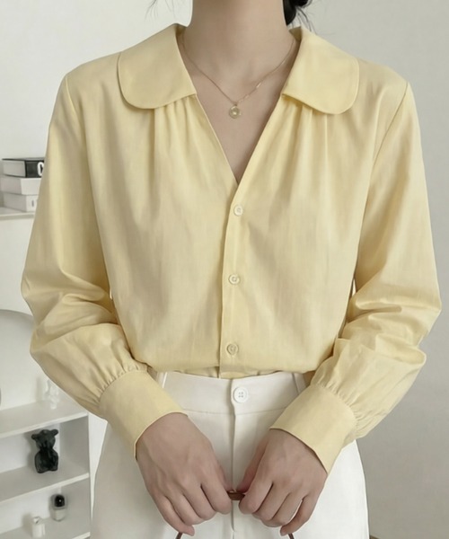 cammie(キャミー)の「丸襟ブラウス(シャツ/ブラウス・レディース・イエロー/ホワイト・M/L)」の2枚目の写真