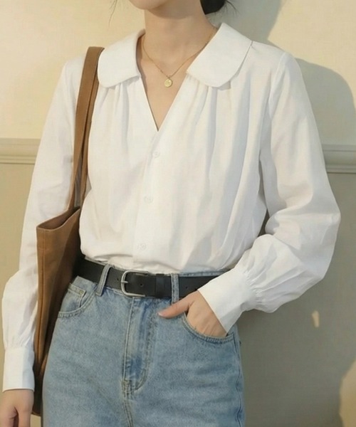 cammie(キャミー)の「丸襟ブラウス(シャツ/ブラウス・レディース・イエロー/ホワイト・M/L)」の5枚目の写真
