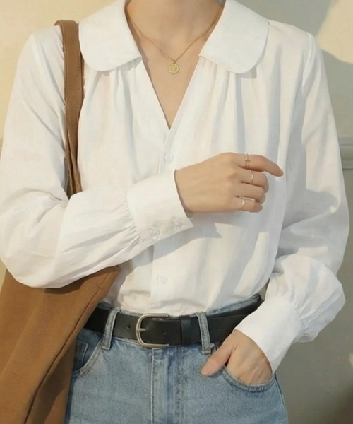 cammie(キャミー)の「丸襟ブラウス(シャツ/ブラウス・レディース・イエロー/ホワイト・M/L)」の4枚目の写真