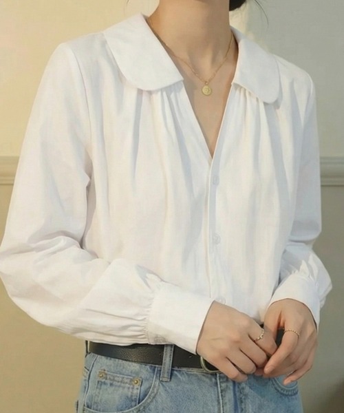 cammie(キャミー)の「丸襟ブラウス(シャツ/ブラウス・レディース・イエロー/ホワイト・M/L)」の3枚目の写真