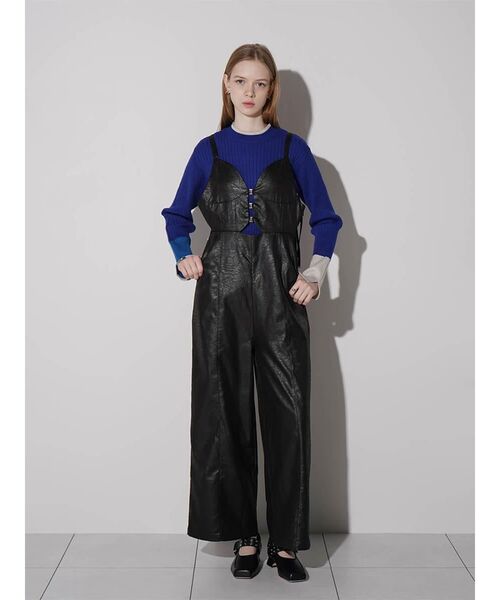 :ETHROF(イーサオブ)の「LEATHER-LIKE ALL-IN-ONE(つなぎ/オールインワン・レディース・ブラック・MEDIUM)」の2枚目の写真