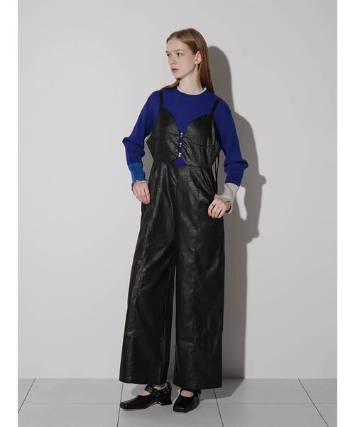 :ETHROF(イーサオブ)の「LEATHER-LIKE ALL-IN-ONE(つなぎ/オールインワン・レディース・ブラック・MEDIUM)」の4枚目の写真