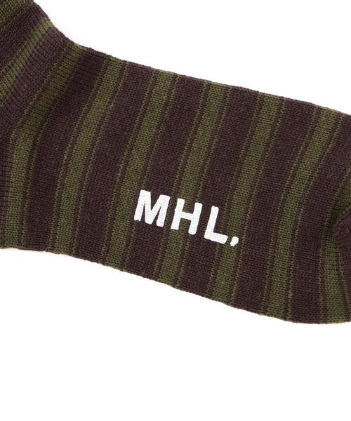 MHL.(エムエイチエル)の「NARROW STRIPE COTTON SOCKS(ソックス/靴下・メンズ・カーキ/ブラック・FREE)」の12枚目の写真