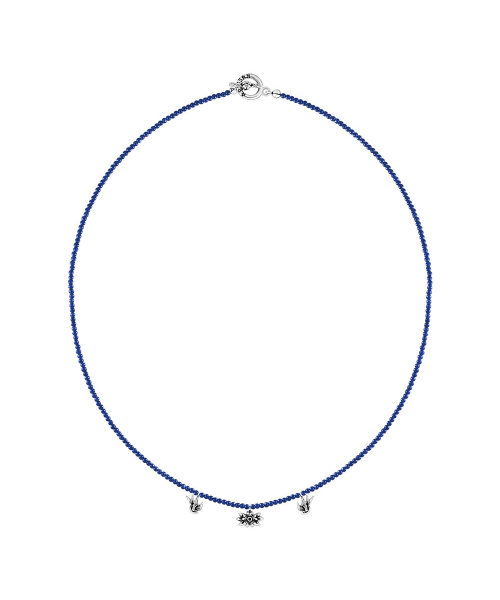 Swallow & Flower Beads Necklace - Blue