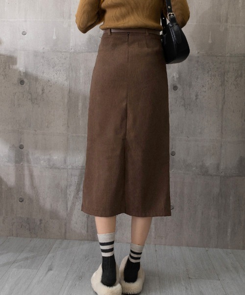 Miniministore(ミニミニストア)の「コーデュロイタイトスカート ベルト付き(スカート・レディース・ブラウン/ベージュ/ブラック/カーキ・L/M/XL/S)」の8枚目の写真