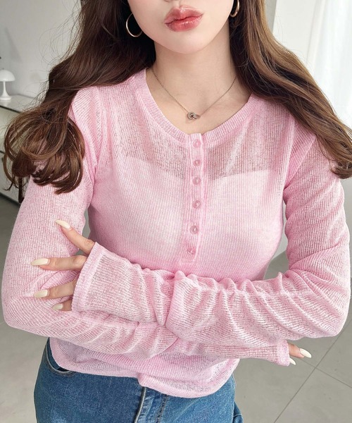 セルフポートレイト ラメ ニット 長袖 カットソー M ブルー×ピンク タグ付き クルーネックラメシアートップス【メール便可／70】 | titivate