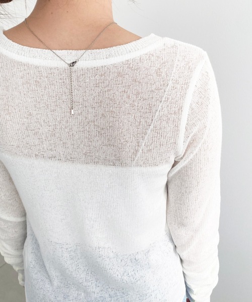 moment+(モーメントプラス)の「メランジシアーカットソー袖シャーリング長袖ヘンリートップス(Tシャツ/カットソー・レディース・イエロー/ピンク/ブラック/ブルー/グレー/オフホワイト・M)」の15枚目の写真