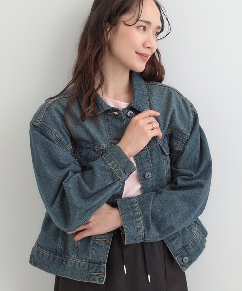 SHOO・LA・RUE(シューラルー)の「【SHOO・LA・RUE DENIM】ゆったりシルエットで大人カジュアル ゆるGジャン(デニムジャケット・レディース・ブルー系その他/ネイビー/ブルー・01/02/03/04)」の3枚目の写真