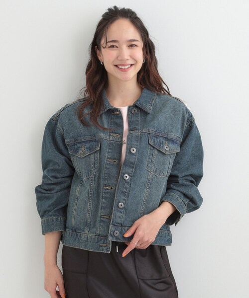 SHOO・LA・RUE(シューラルー)の「【SHOO・LA・RUE DENIM】ゆったりシルエットで大人カジュアル ゆるGジャン(デニムジャケット・レディース・ブルー系その他/ネイビー/ブルー・01/02/03/04)」の8枚目の写真