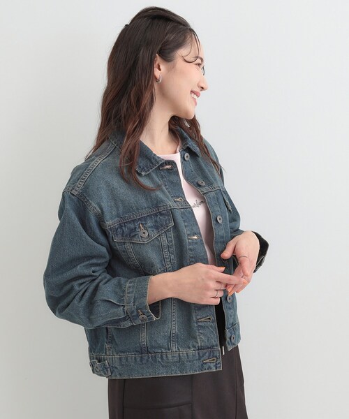 SHOO・LA・RUE(シューラルー)の「【SHOO・LA・RUE DENIM】ゆったりシルエットで大人カジュアル ゆるGジャン(デニムジャケット・レディース・ブルー系その他/ネイビー/ブルー・01/02/03/04)」の9枚目の写真