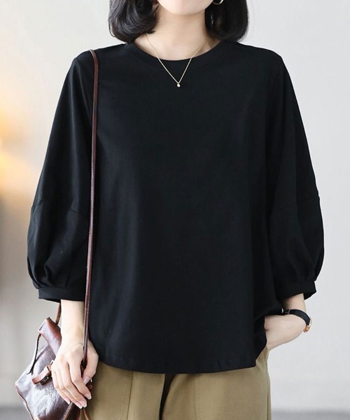 Flugge(フラッジー)の「袖ボリューム長袖カットソー(Tシャツ/カットソー・レディース・ブラウン/ホワイト/グレー/ブラック・MEDIUM/LARGE)」の2枚目の写真
