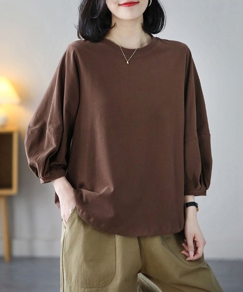 Flugge(フラッジー)の「袖ボリューム長袖カットソー(Tシャツ/カットソー・レディース・ブラウン/ホワイト/グレー/ブラック・MEDIUM/LARGE)」の7枚目の写真