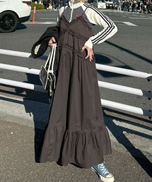コットンフリルキャミワンピ