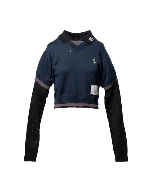 Maison MIHARA YASUHIRO(メゾンミハラヤスヒロ)の「Triple Layered Knit Sweater(ニット/セーター・レディース・ネイビー/グレー/ブラウン・38/36)」の1枚目の写真