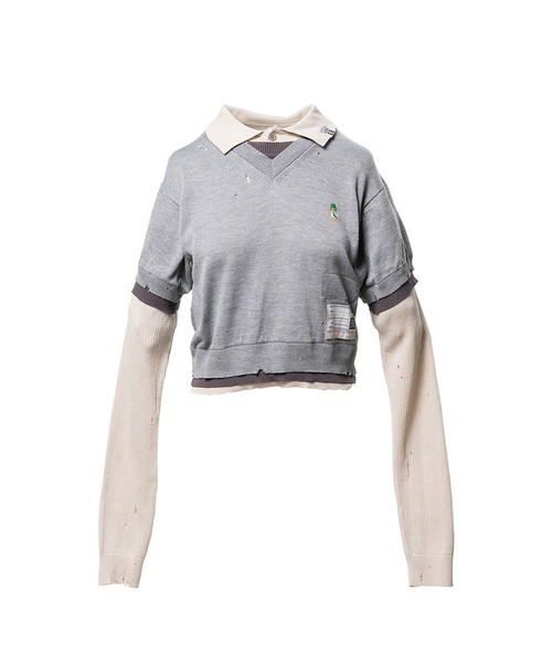 Maison MIHARA YASUHIRO(メゾンミハラヤスヒロ)の「Triple Layered Knit Sweater(ニット/セーター・レディース・ネイビー/グレー/ブラウン・38/36)」の2枚目の写真