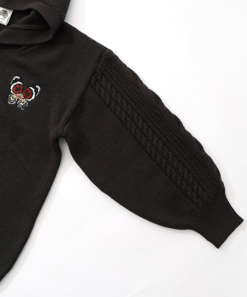 ScoLar（スカラー）の「153769：蝶刺繍ニットカーディガン（カーディガン/ボレロ・レディース・チャコールグレー/アイボリー・M）」の15枚目の写真