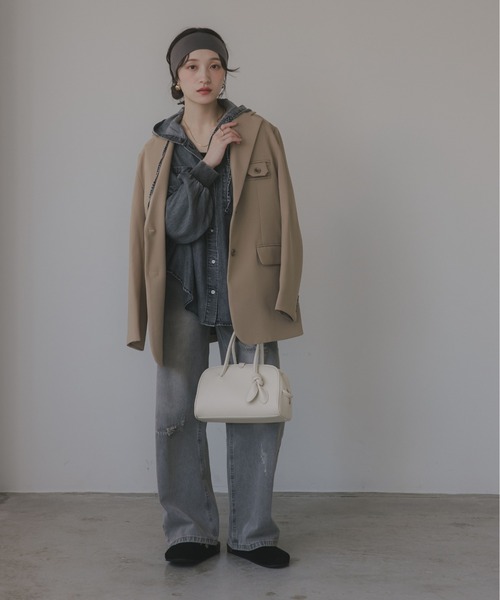 210nouve(トゥージュヌーブ)の「テンセルデニム オーバーサイズ フーディ シャツ(シャツ/ブラウス・レディース・ブルー/ブラック・FREE)」の20枚目の写真