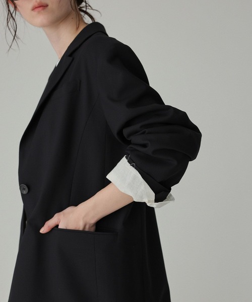 BABYLONE（バビロン）の「オーバーシングルジャケット（テーラードジャケット・レディース・ブラック/ベージュ・フリー）」の6枚目の写真