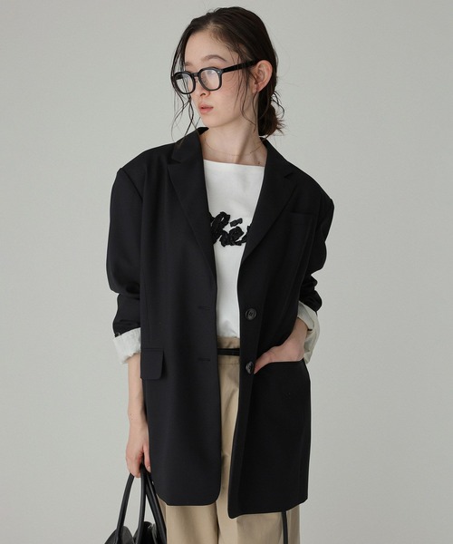 BABYLONE（バビロン）の「オーバーシングルジャケット（テーラードジャケット・レディース・ブラック/ベージュ・フリー）」の3枚目の写真