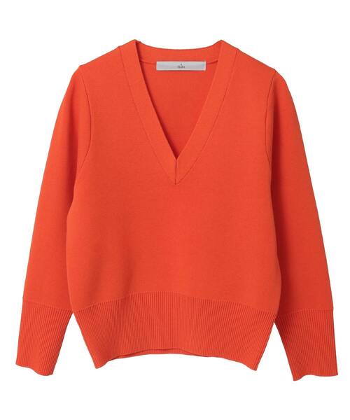 Tiara(ティアラ)の「Vネックコンパクトニット(ニット/セーター・レディース・ホワイト×ネイビー/ベージュ/オレンジ・FREE)」の3枚目の写真