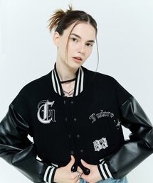 LARTIGENT（ラーティゼン）の「L6 CROP VARSITY JACKET(BLACK)（スタジャン）」