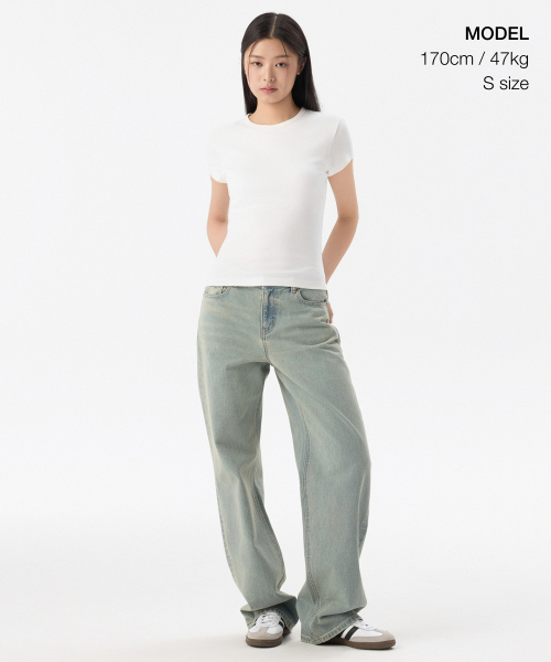 MUSINSA STANDARD WOMAN（ムシンサスタンダードウーマン）の「ウィメンズスリムクルーネックブラTシャツ[ホワイト]（Tシャツ/カットソー・レディース・その他・SMALL/MEDIUM/LARGE/X-SMALL）」の2枚目の写真
