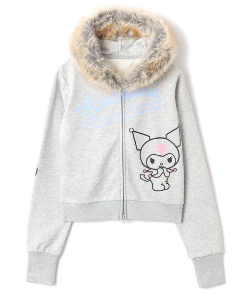 atmos pink x KUROMI — искусственный мех худи‑зип‑ап (SP)