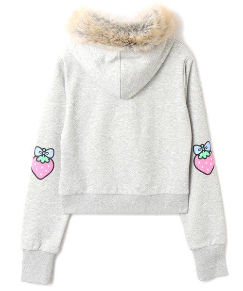 Kuromi（クロミ）の「atmos pink x KUROMI Faux Fur Zip Up Hoodie / アトモスピンク クロミ フォー ファー ジップアップ フーディ 【SP】（パーカー・レディース・グレー/ブラック・FREE）」の6枚目の写真