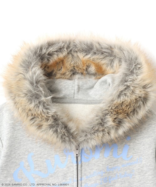 Kuromi（クロミ）の「atmos pink x KUROMI Faux Fur Zip Up Hoodie / アトモスピンク クロミ フォー ファー ジップアップ フーディ 【SP】（パーカー・レディース・グレー/ブラック・FREE）」の3枚目の写真