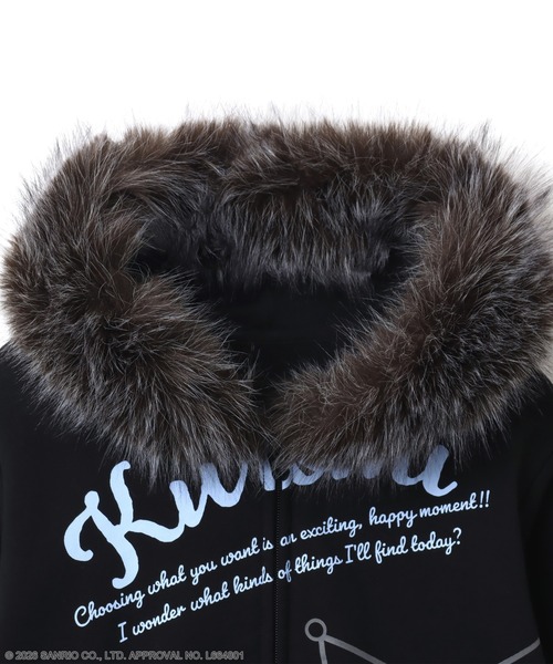Kuromi（クロミ）の「atmos pink x KUROMI Faux Fur Zip Up Hoodie / アトモスピンク クロミ フォー ファー ジップアップ フーディ 【SP】（パーカー・レディース・グレー/ブラック・FREE）」の7枚目の写真