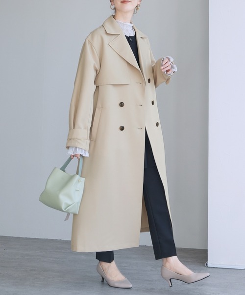 reca(レカ)の「ツイルトレンチコート(トレンチコート・レディース・ライトベージュ/ベージュ/ネイビー・FREE)」の6枚目の写真