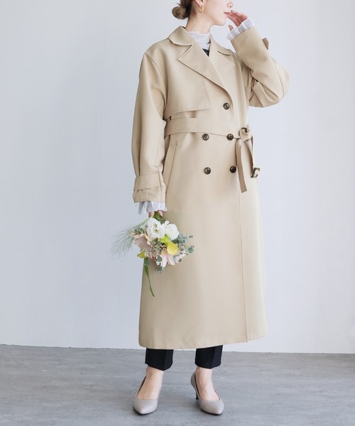 reca(レカ)の「ツイルトレンチコート(トレンチコート・レディース・ライトベージュ/ベージュ/ネイビー・FREE)」の8枚目の写真