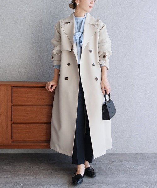 reca(レカ)の「ツイルトレンチコート(トレンチコート・レディース・ライトベージュ/ベージュ/ネイビー・FREE)」の9枚目の写真